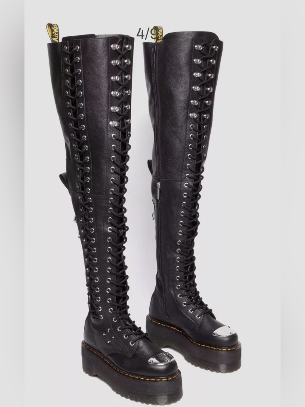 Dr Marten Black 28-EYE EXTREME MAX Over-The-Knee Lace-Up Platform Boots NWB - Picture 1 of 8
